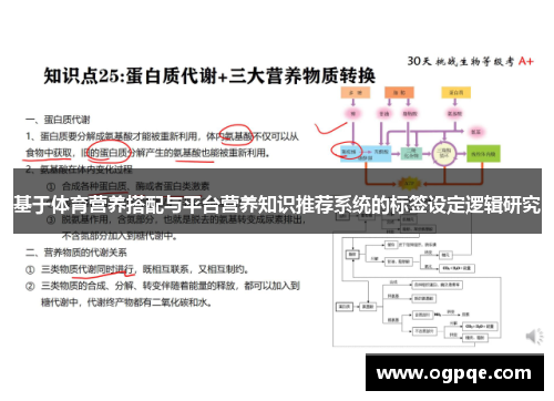 基于体育营养搭配与平台营养知识推荐系统的标签设定逻辑研究